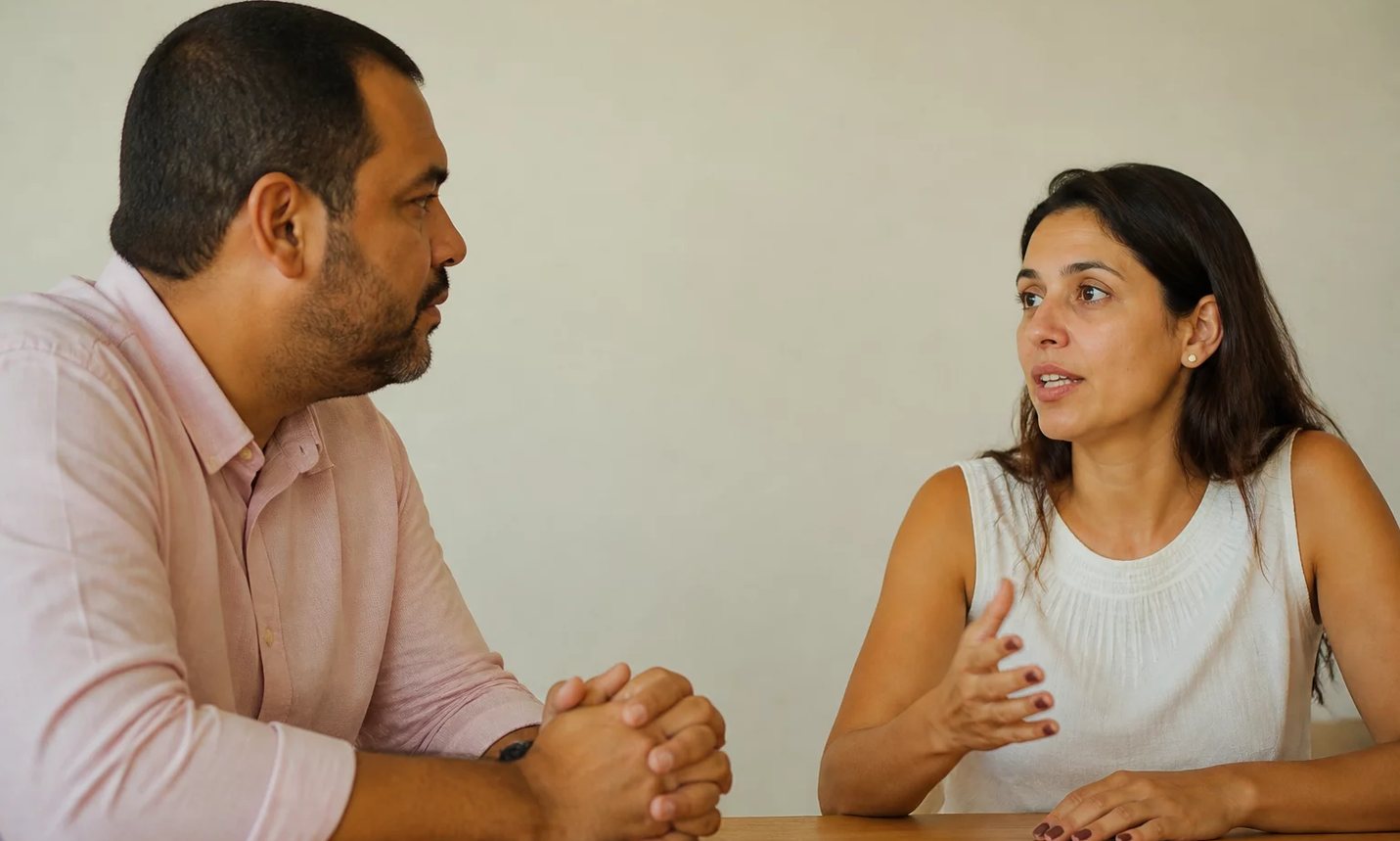 Participante de braço no ar pedindo a palavra no meio de uma rodada
